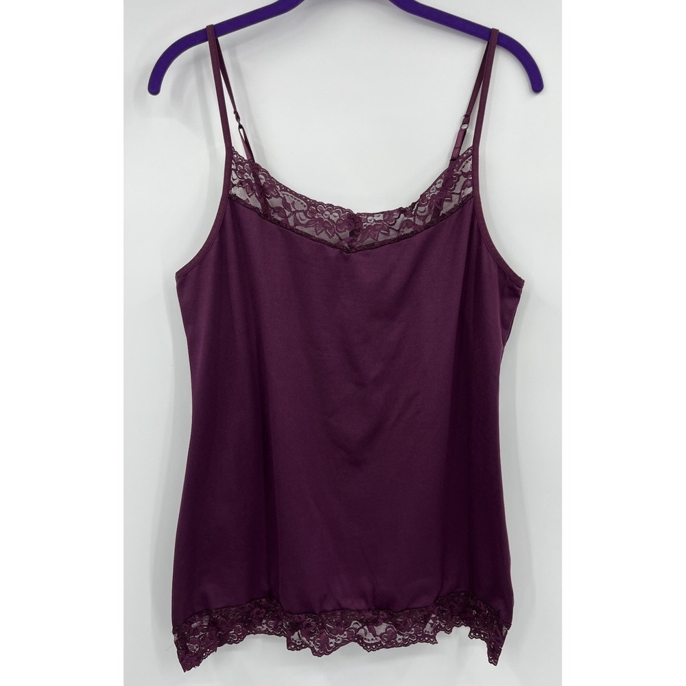 Apt 9 Camisole Tank Top Size Large Purple Stretch Lace Adjustable Straps